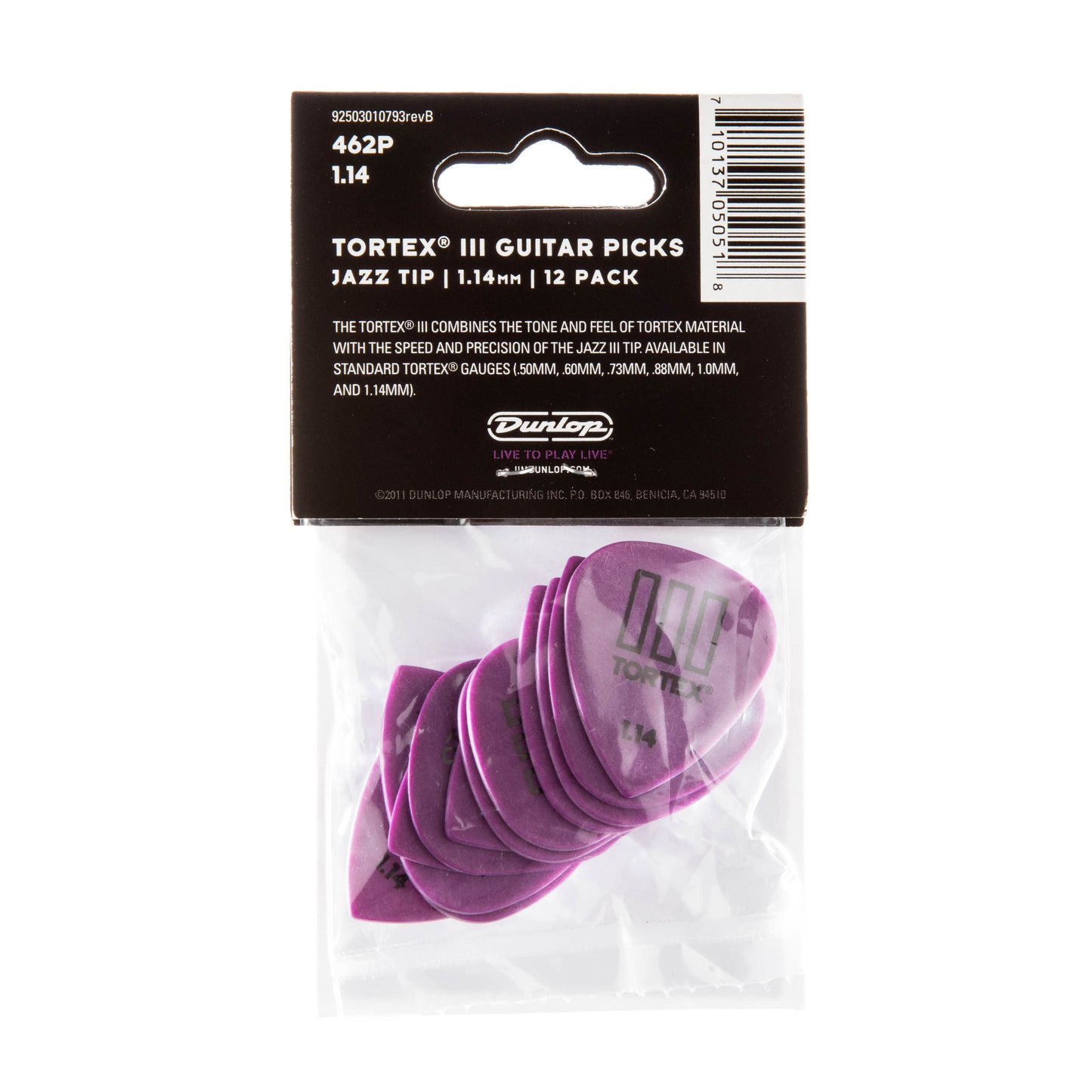 Jim Dunlop DUNLOP TORTEX 1.14mm TIII GUITAR PICK PLAYER'S PACK 12-PACK - 462P114