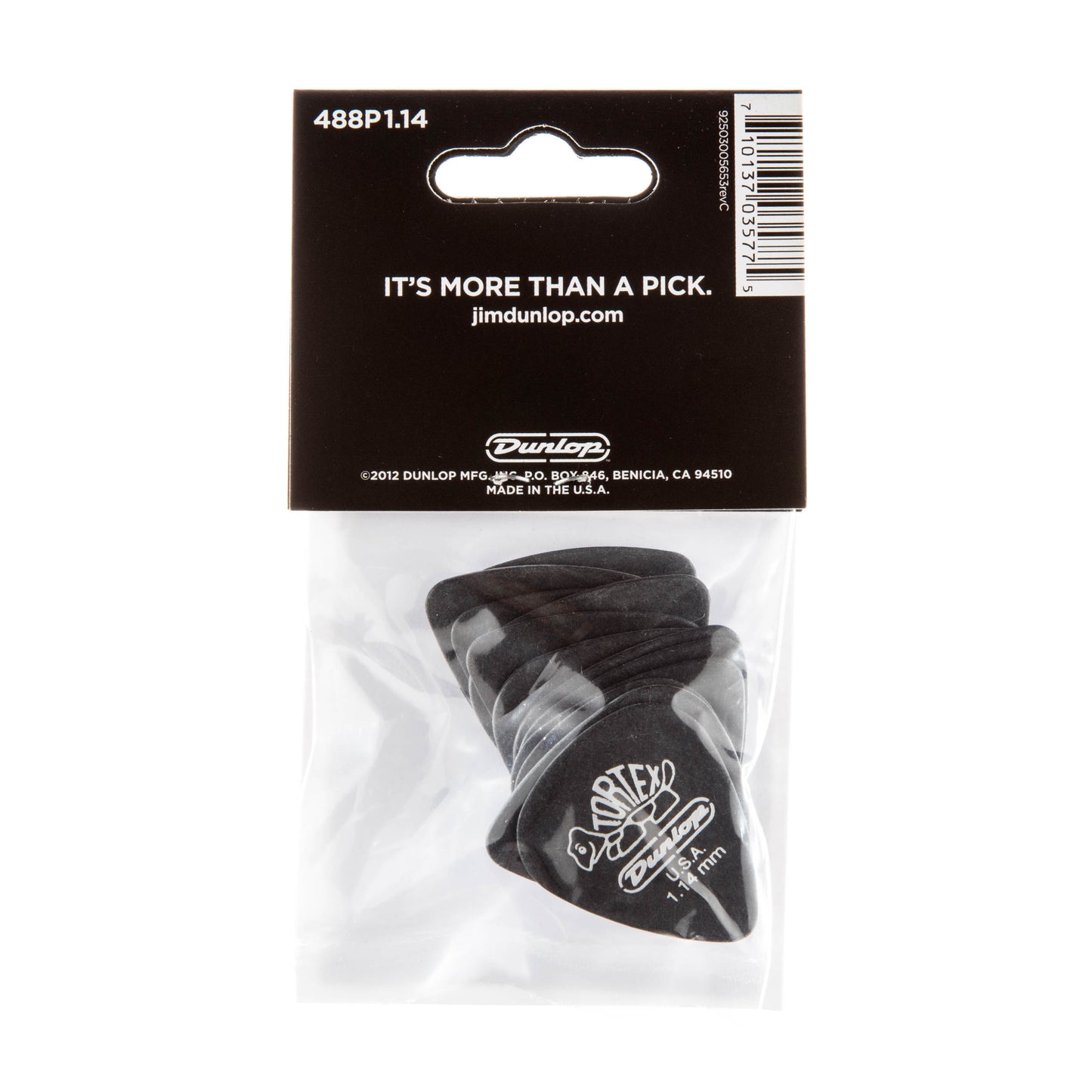Jim Dunlop DUNLOP TORTEX PITCH BLACK 1.14mm STANDARD GUITAR PICK PLAYER'S PACK 12-PACK - 488P114