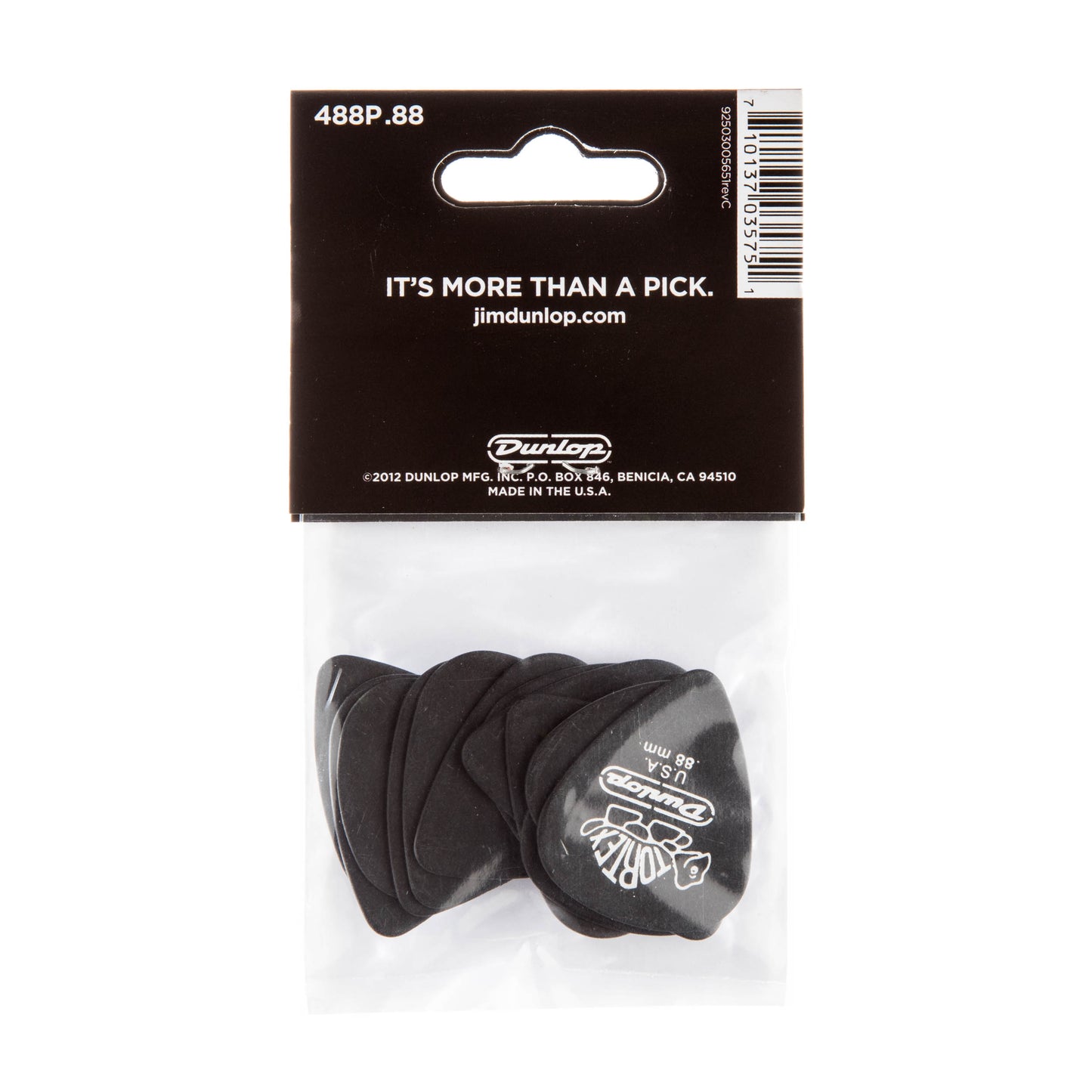 Jim Dunlop DUNLOP TORTEX PITCH BLACK .88mm STANDARD GUITAR PICK PLAYER'S PACK 12-PACK - 488P088