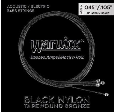 Warwick Warwick Black Nylon 4-String Tapewound Bronze Acoustic/Electric Bass String Set - 45-105 Medium 34200 M MS 4