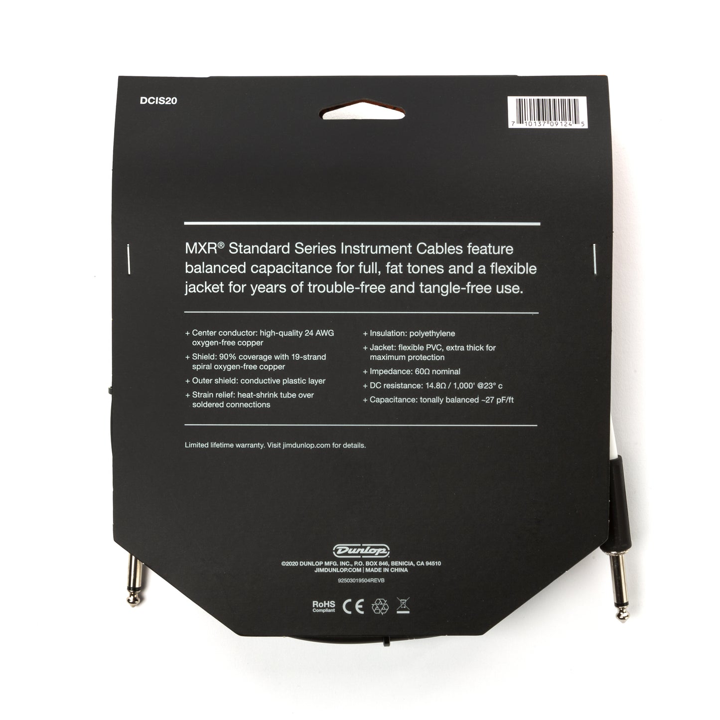 Cry Baby MXR STANDARD INSTRUMENT CABLE - STRAIGHT / STRAIGHT 20 FT - DCIS20