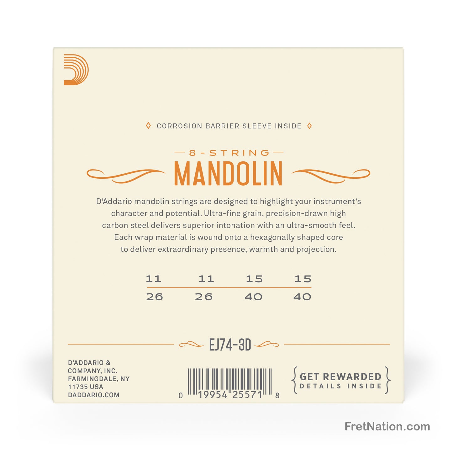 D'Addario D'Addario Phosphor Bronze Mandolin Strings - 03-Pack 11-40 Medium EJ74-3D