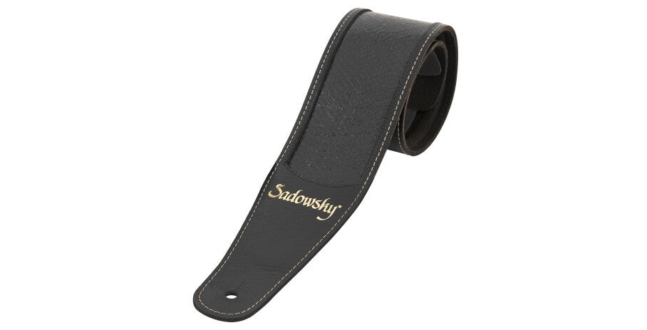 Warwick Sadowsky MasterBuilt Genuine Leather Bass Strap - Black w/ Gold Embossing - LS B SMB GL BK BG