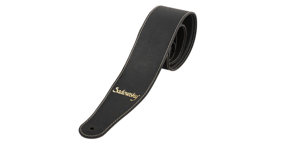 Warwick Sadowsky MetroLine Genuine Leather Bass Strap - Black w/ Gold Embossing - LS B SML GL BK BG