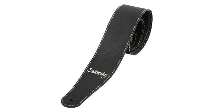 Warwick Sadowsky MetroLine Genuine Leather Bass Strap - Black w/ Silver Embossing - LS B SML GL BK BS
