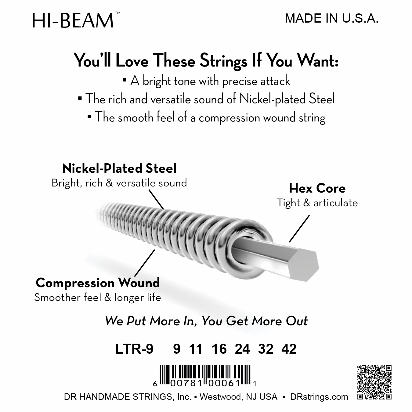 DR Strings DR HI-BEAM Electric Guitar String Set - 09-42 Light LTR-9
