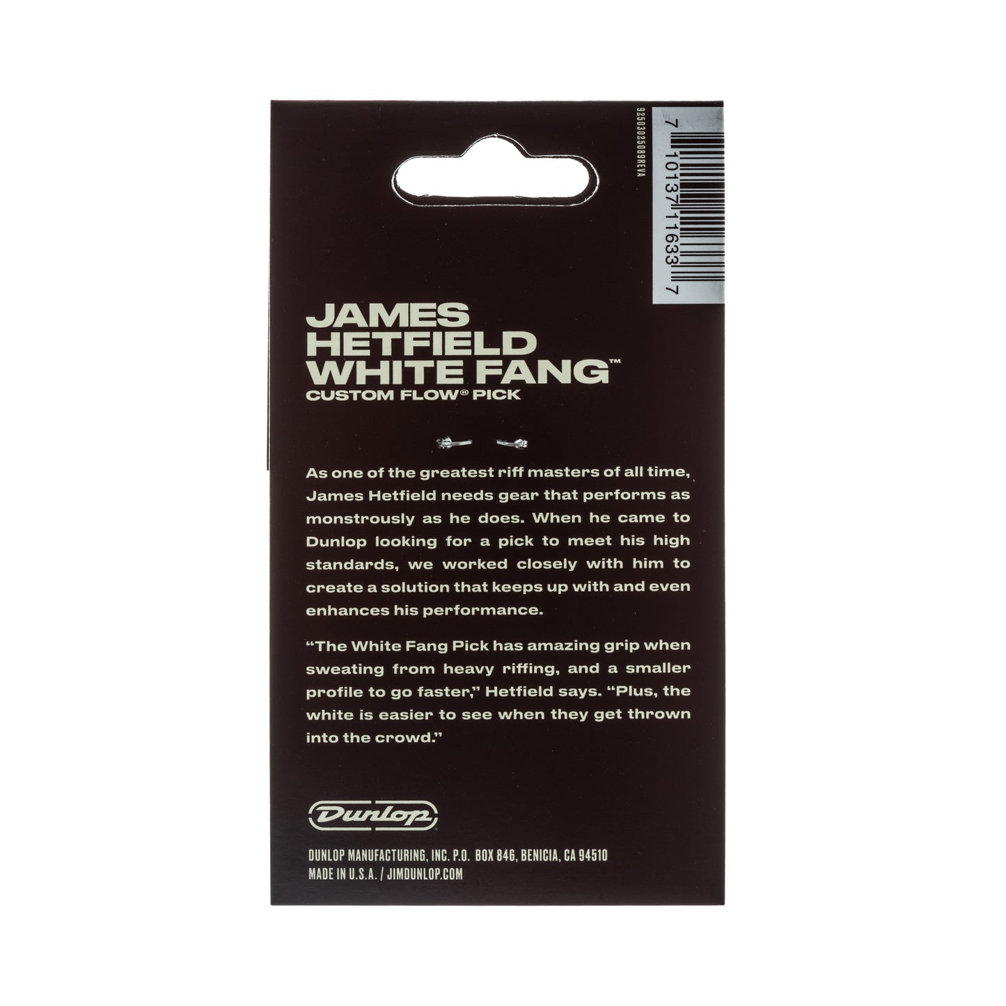 Jim Dunlop DUNLOP HETFIELD'S WHITE FANG 1.14mm CUSTOM FLOW GUITAR PICK PLAYER'S PACK 06-PACK - PH122P114