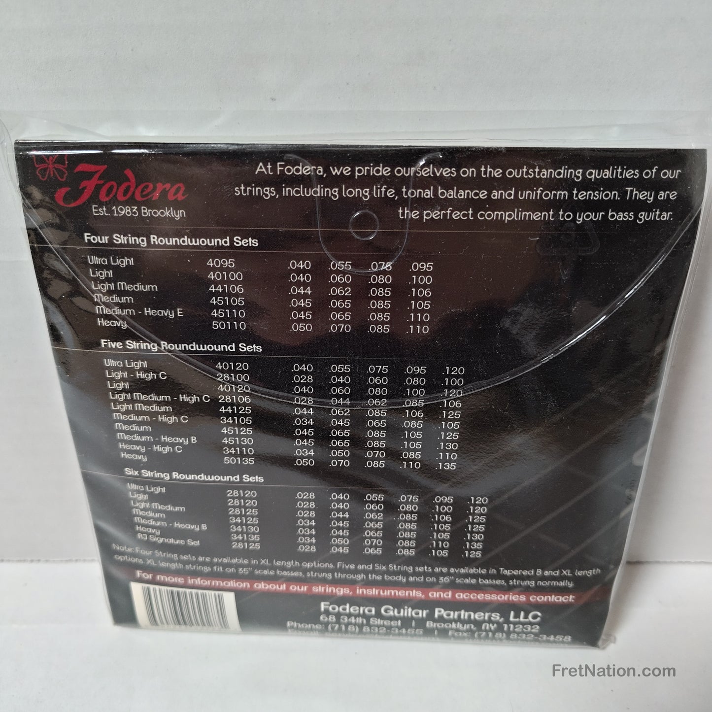 Fret Nation Fodera Nickel Extra Long 5-String Set 50-135T - NEW OLD STOCK