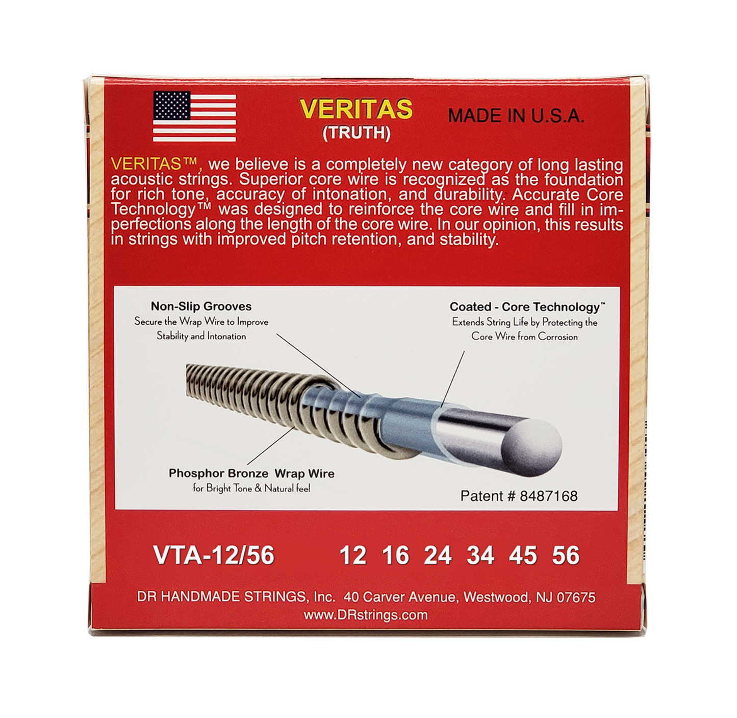 DR Strings DR Veritas Accurate Core Coated Acoustic Guitar String Set - 12-56 Bluegrass VTA-12/56