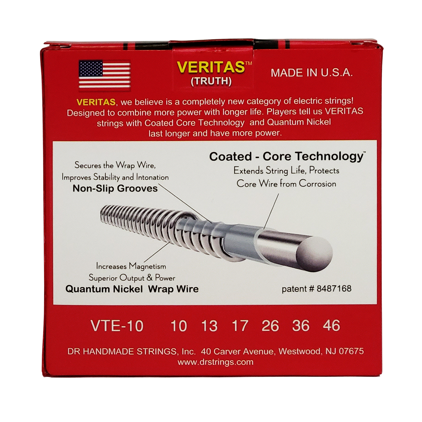 DR Strings DR Veritas Accurate Core Coated Electric Guitar String Set 03-pack - 10-46 Medium VTE-10-3PK