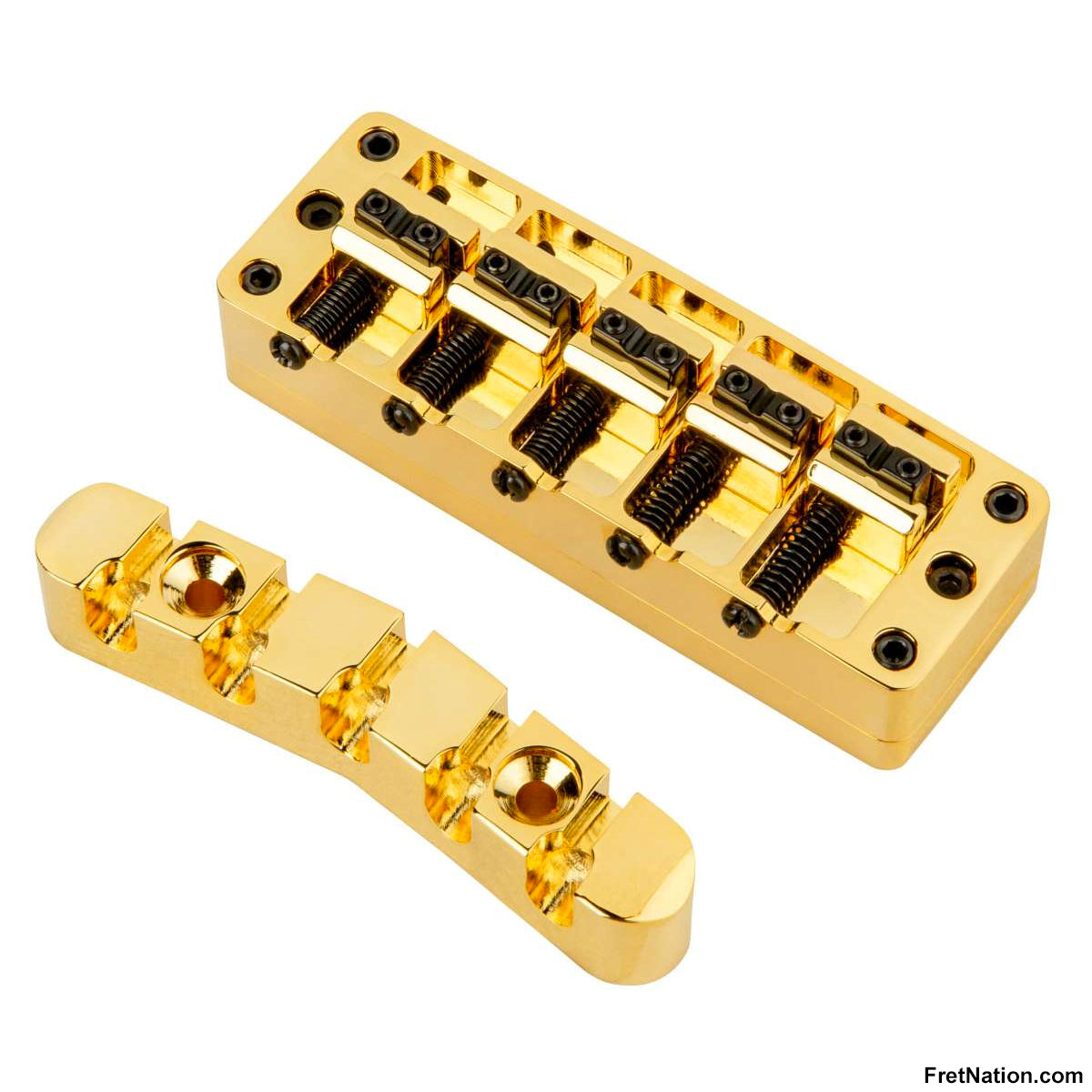 Warwick Warwick Parts - 2-Piece 3D Bridge & Tailpiece, 5-String, Brass - Gold - SP W 30126 5BG