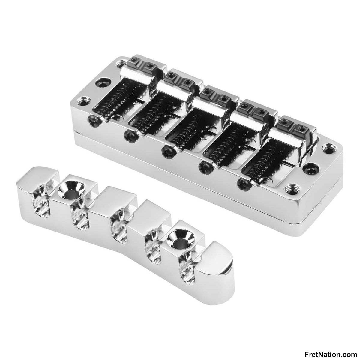 Warwick Warwick Parts - 2-Piece 3D Bridge & Tailpiece, 5-String - Chrome - SP W 30128 5C