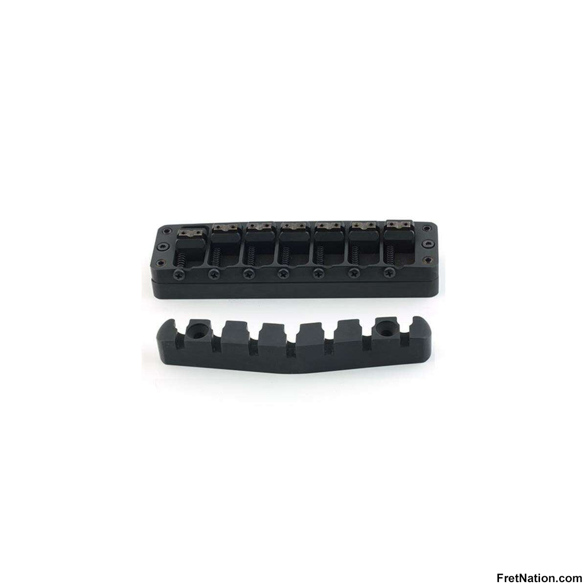 Warwick Warwick Parts - Bridge + Tailpiece, 7-String, Broadneck, Brass / Black - SP W 30155 7BN BB