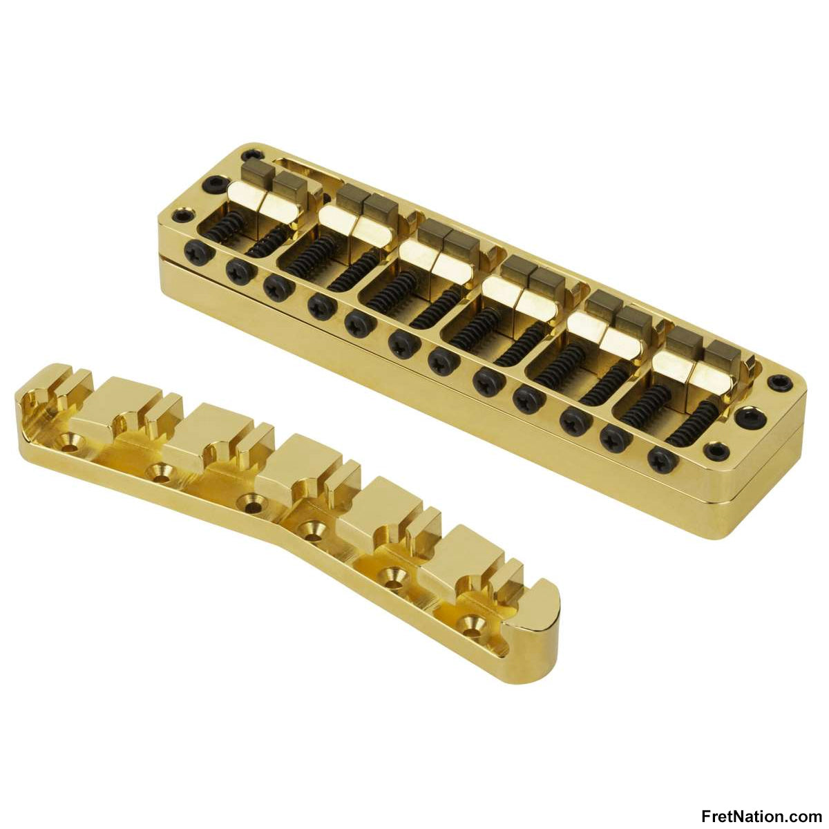 Warwick Warwick Parts - Bridge + Tailpiece, 12-String, Broadneck, Brass / Gold - SP W 30156 12BN BG