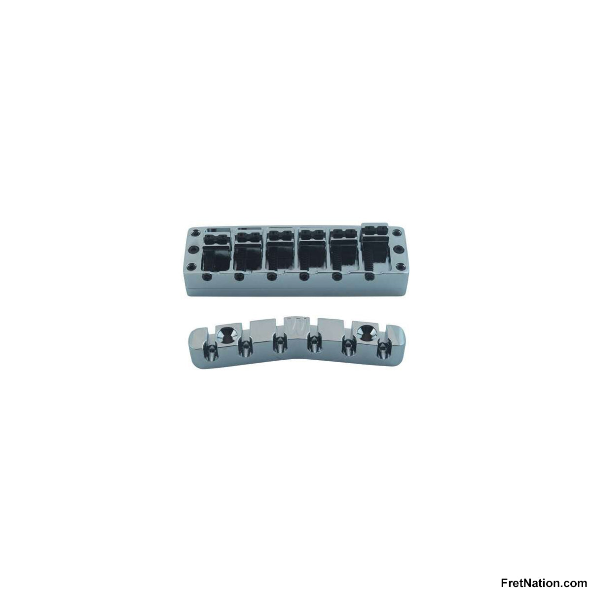 Warwick Warwick Parts - Bridge + Tailpiece, 6-String, Broadneck, Brass / Chrome - SP W 30158 6BN BC