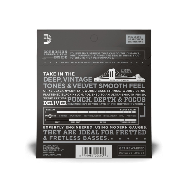 D'Addario D'Addario XL Nickel Wound Bass String Set Super Long Scale - 4-String 45-105 Light EXL165SL