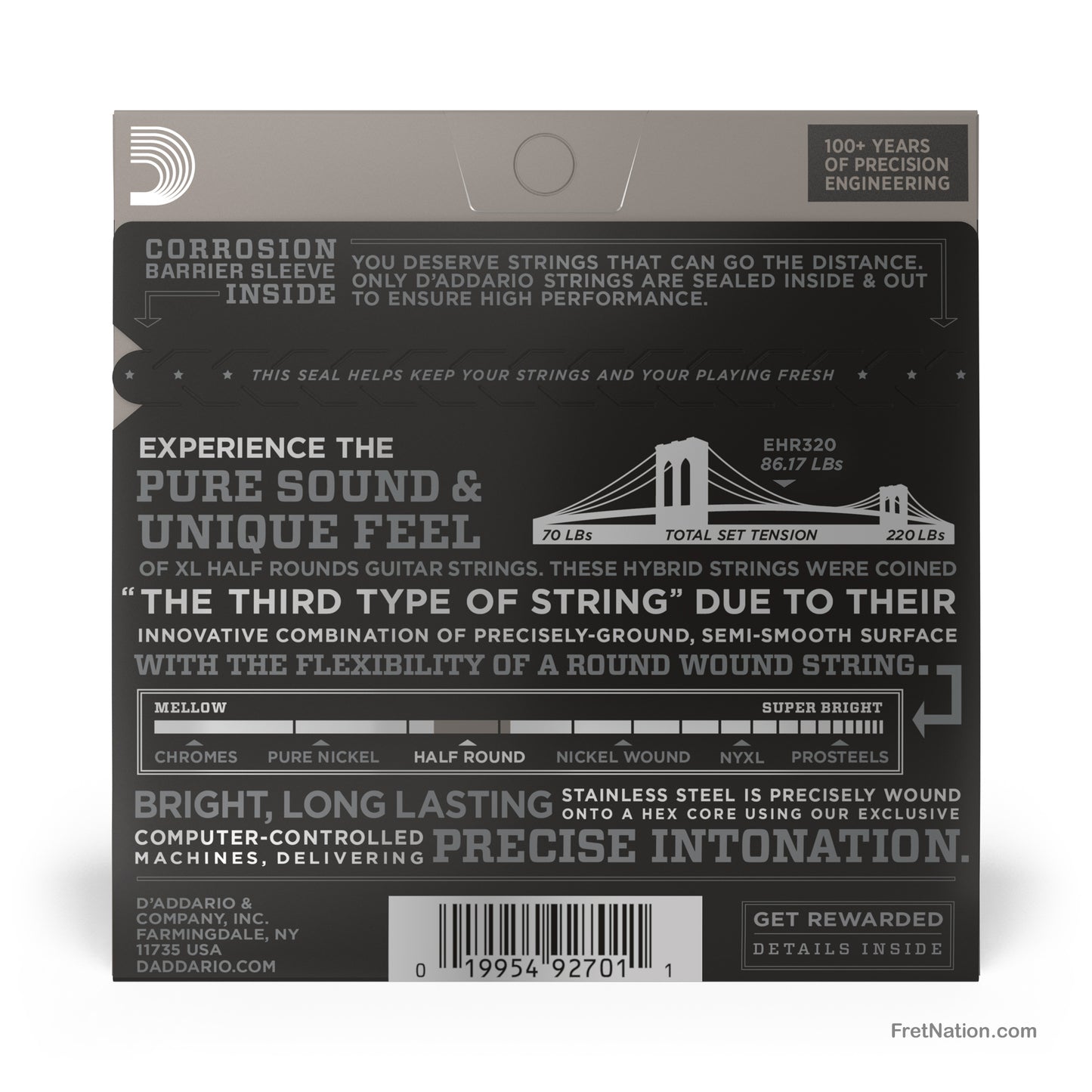 D'Addario D'Addario XL Half Rounds Stainless Guitar String Set - 6-String 09-42 Super Light EHR320