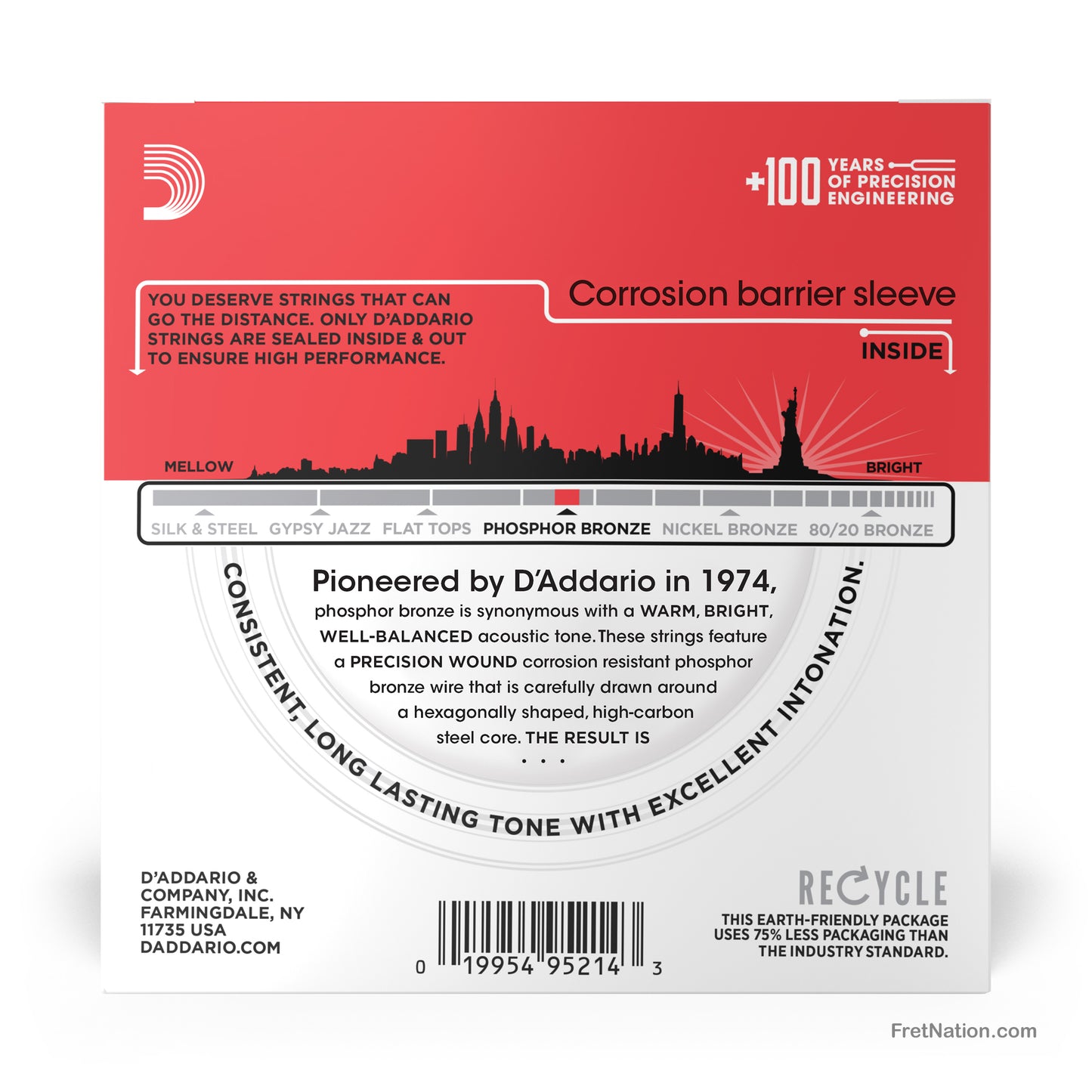 D'Addario D'Addario Phosphor Bronze Acoustic Guitar 10-Pack - 6-String 13-56 Medium EJ17-10P