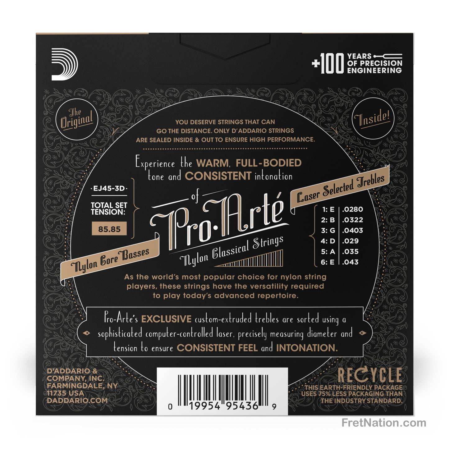 D'Addario D'Addario Pro-Arte Nylon Classical Guitar 3-Pack - 28-43 Normal EJ45-3D