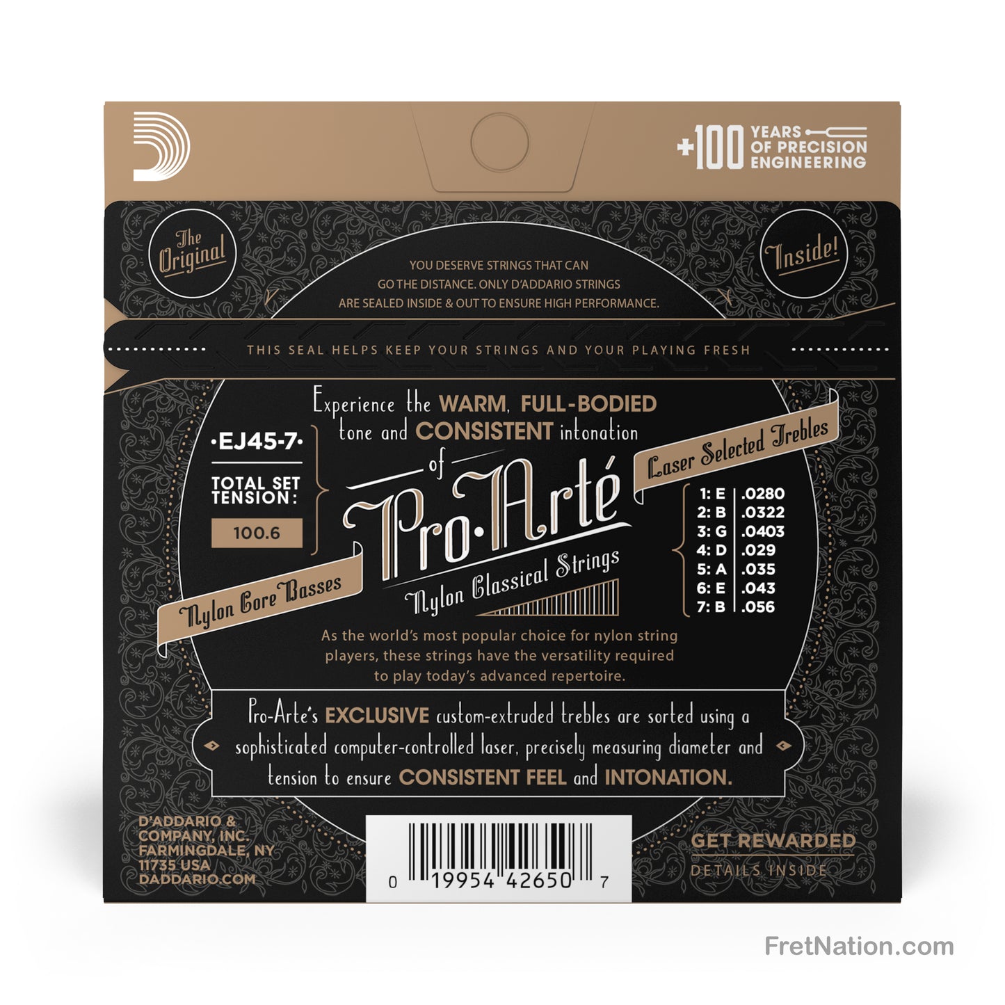 D'Addario D'Addario Pro-Arte Nylon Classical Guitar Strings - 7-String 28-56 Normal EJ45-7