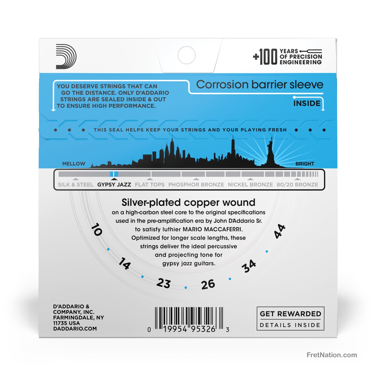 D'Addario D'Addario Gypsy Jazz Acoustic Guitar Strings - Ball End 6-String 10-44 Light EJ83L