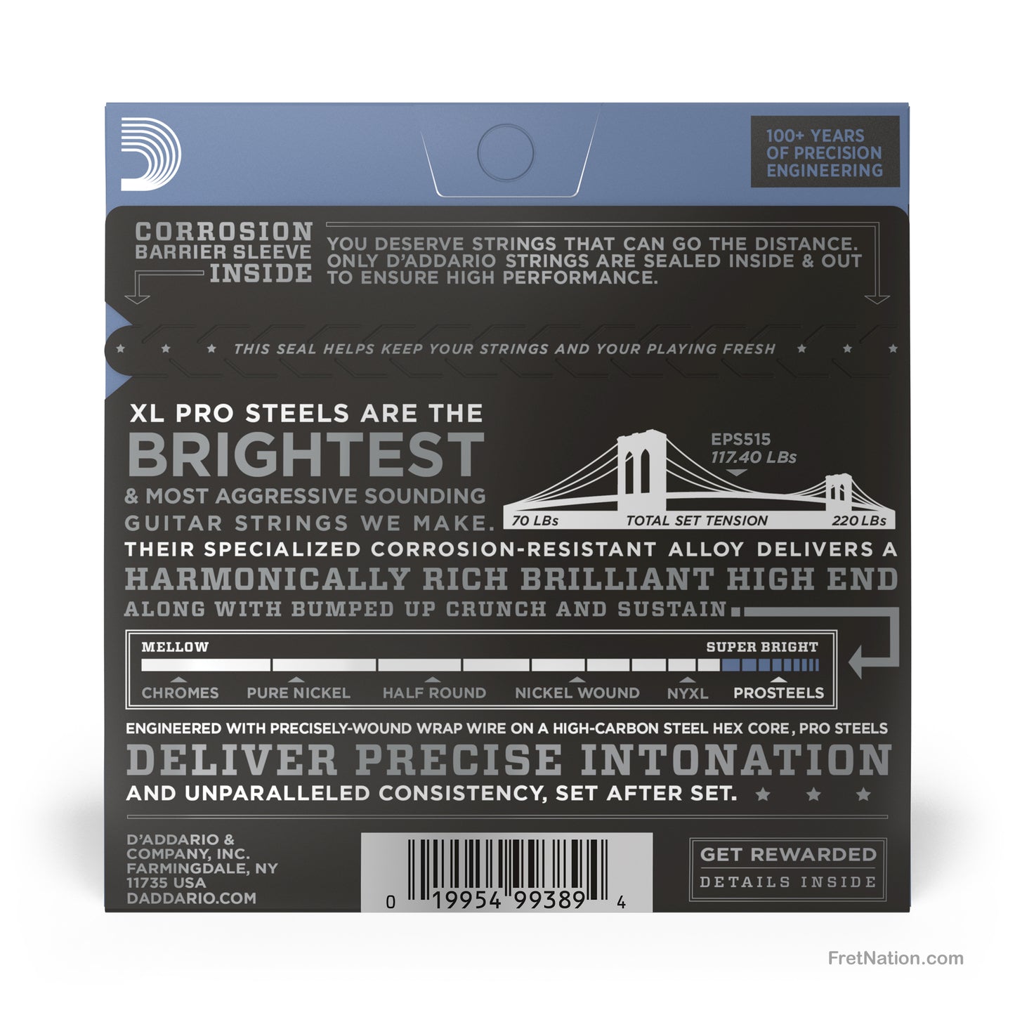 D'Addario D'Addario XL ProSteels Stainless Guitar String Set - 6-String 11-50 Medium EPS515