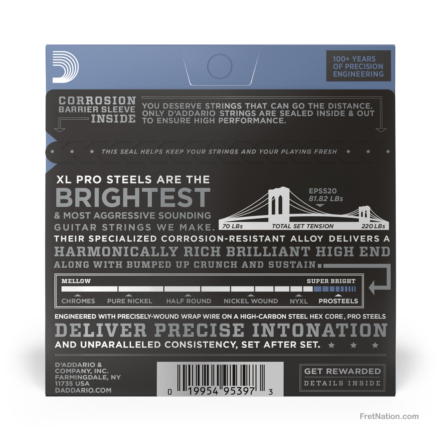 D'Addario D'Addario XL ProSteels Stainless Guitar String Set - 6-String 09-42 Super Light EPS520