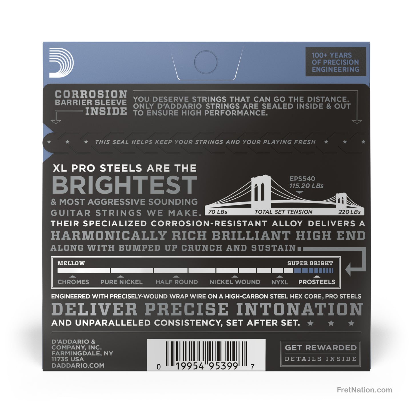 D'Addario D'Addario XL ProSteels Stainless Guitar String Set - 6-String 10-52 Light Heavy EPS540