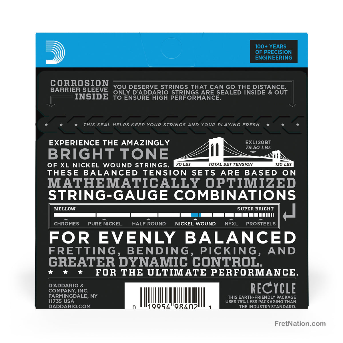 D'Addario D'Addario XL Nickel Electric Guitar String Set - 6-String 09-40 Balanced Tension EXL120BT