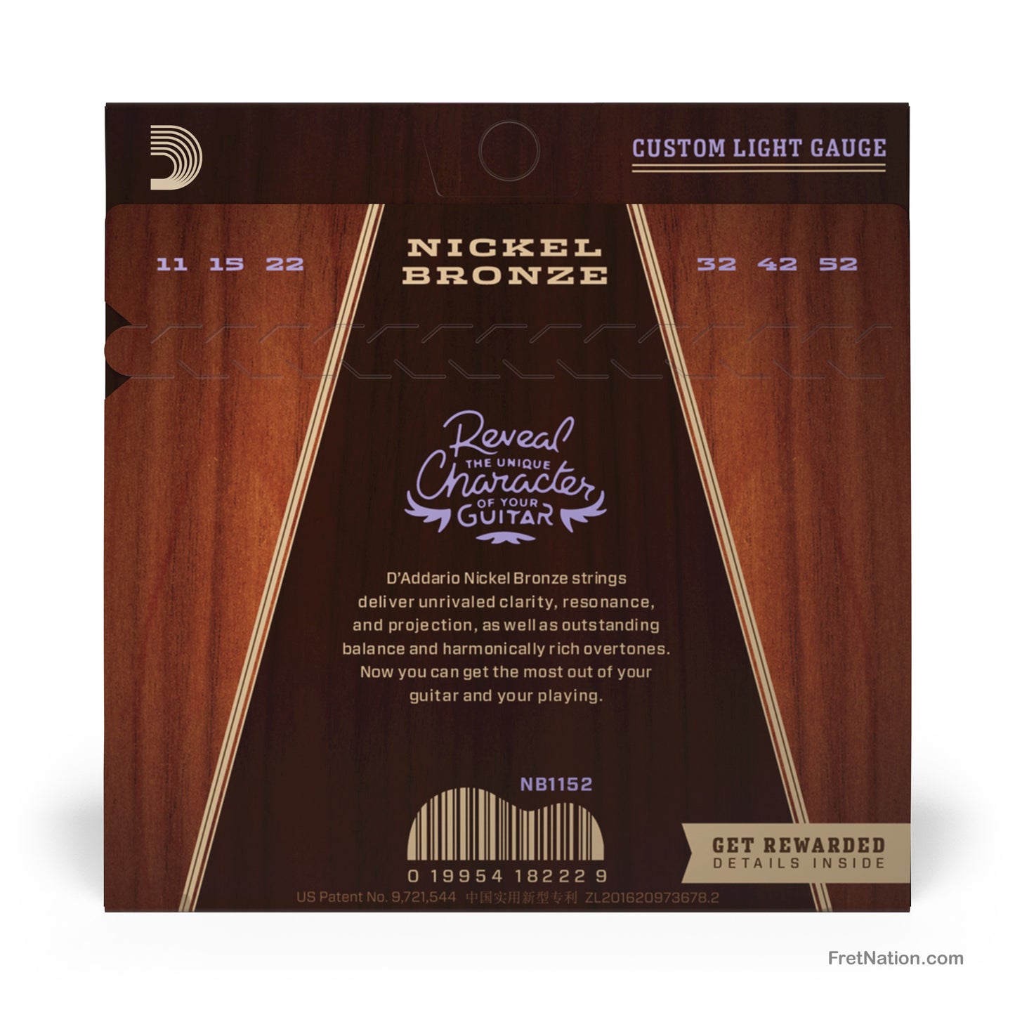 D'Addario D'Addario Nickel Bronze Acoustic Guitar Strings - 6-String 11-52 Custom Light NB1152
