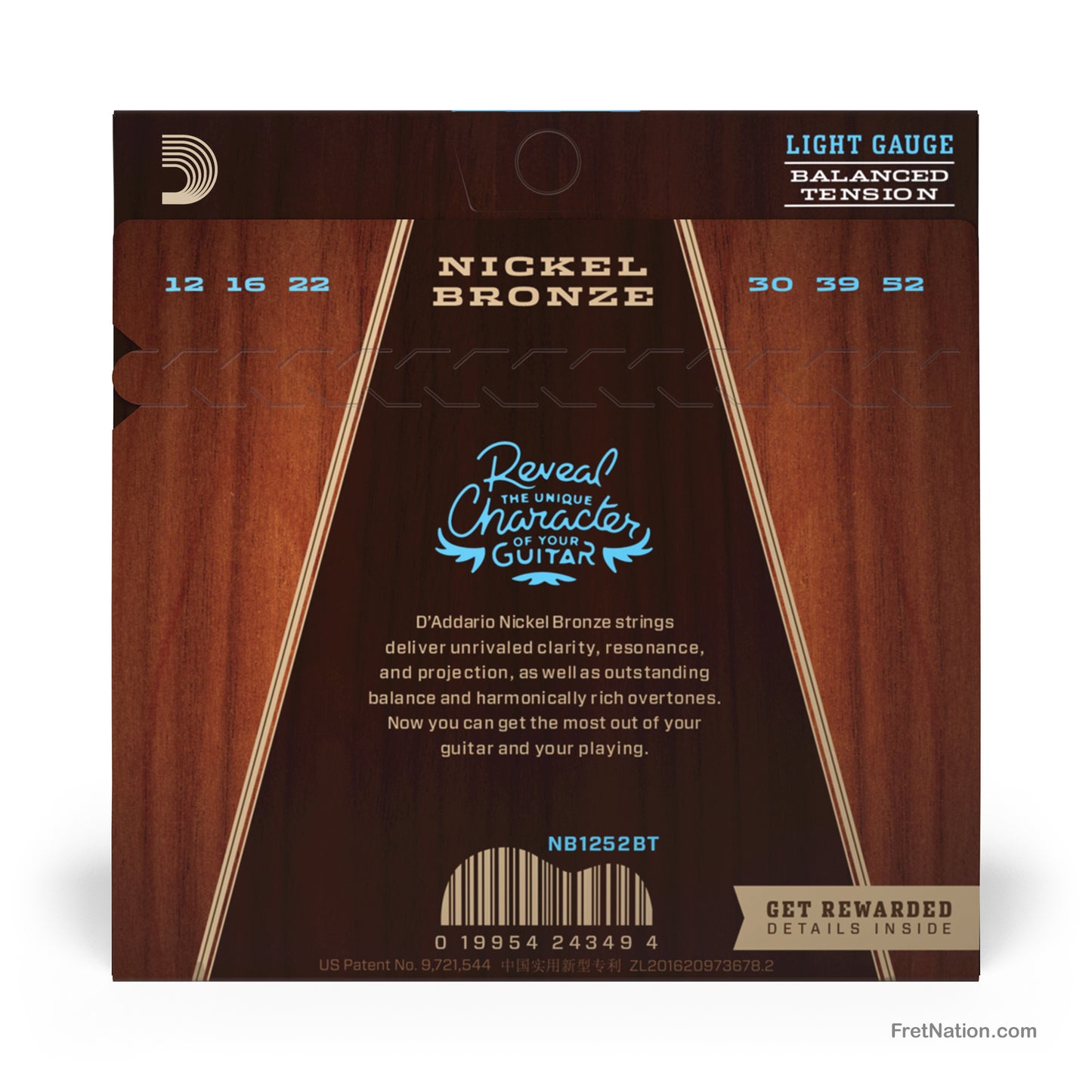 D'Addario D'Addario Nickel Bronze Acoustic Guitar Strings - 6-String 12-52 Balanced Tension NB1252BT