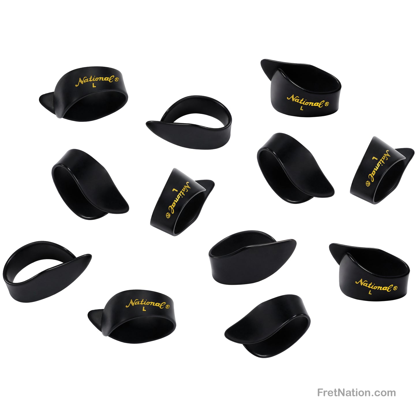 D'Addario D'Addario National Celluloid Thumb Picks Large 12-pack Black - NP8B-12