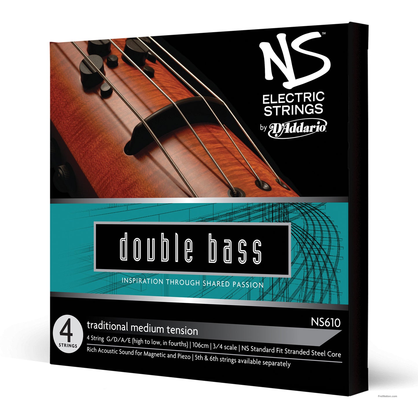 D'Addario D'Addario NS 3/4 Scale Electric Traditional Bass String Set - NS610 3/4M Medium