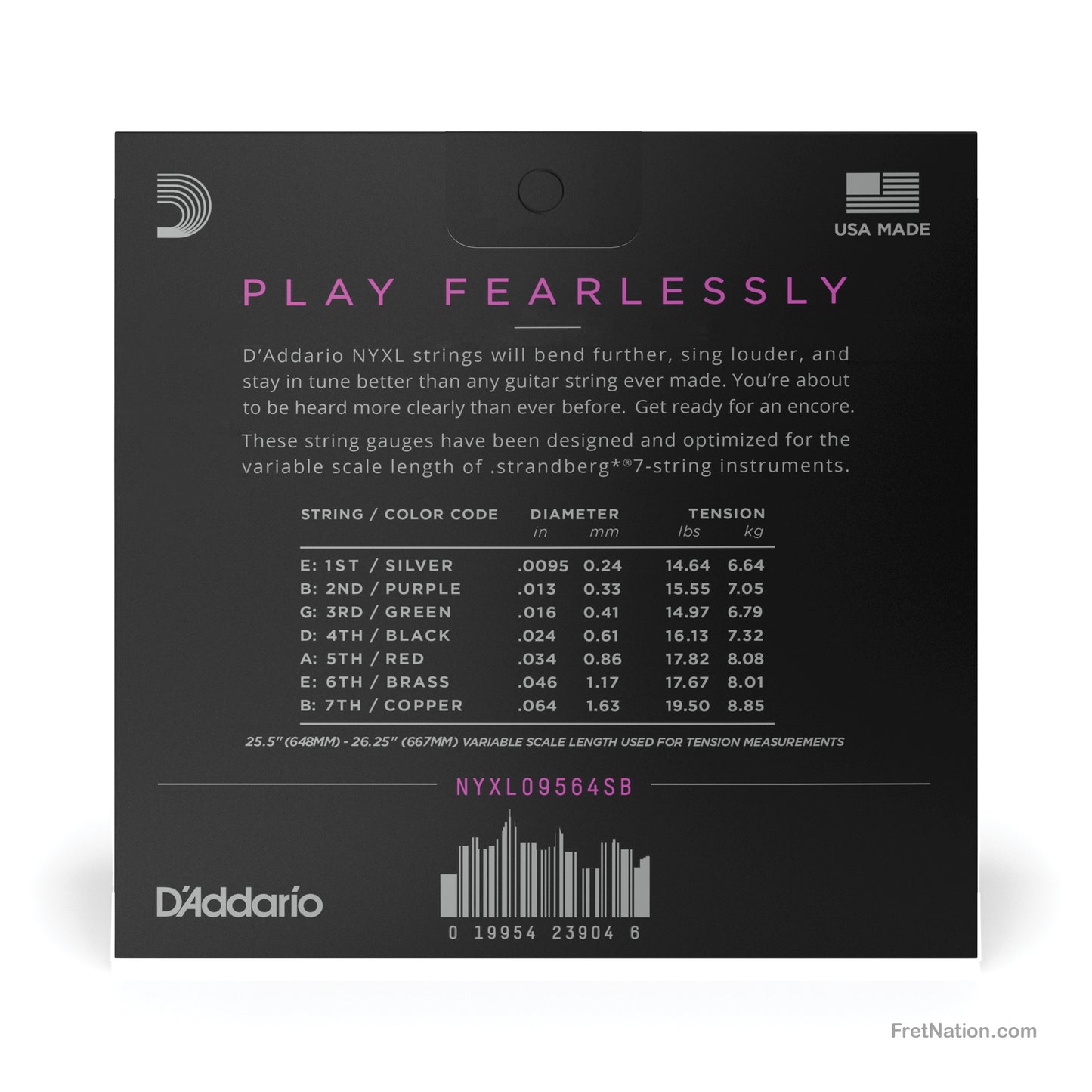 D'Addario D'Addario NYXL Electric Guitar String Set - 7-String 09.5-64 Strandberg NYXL09564SB