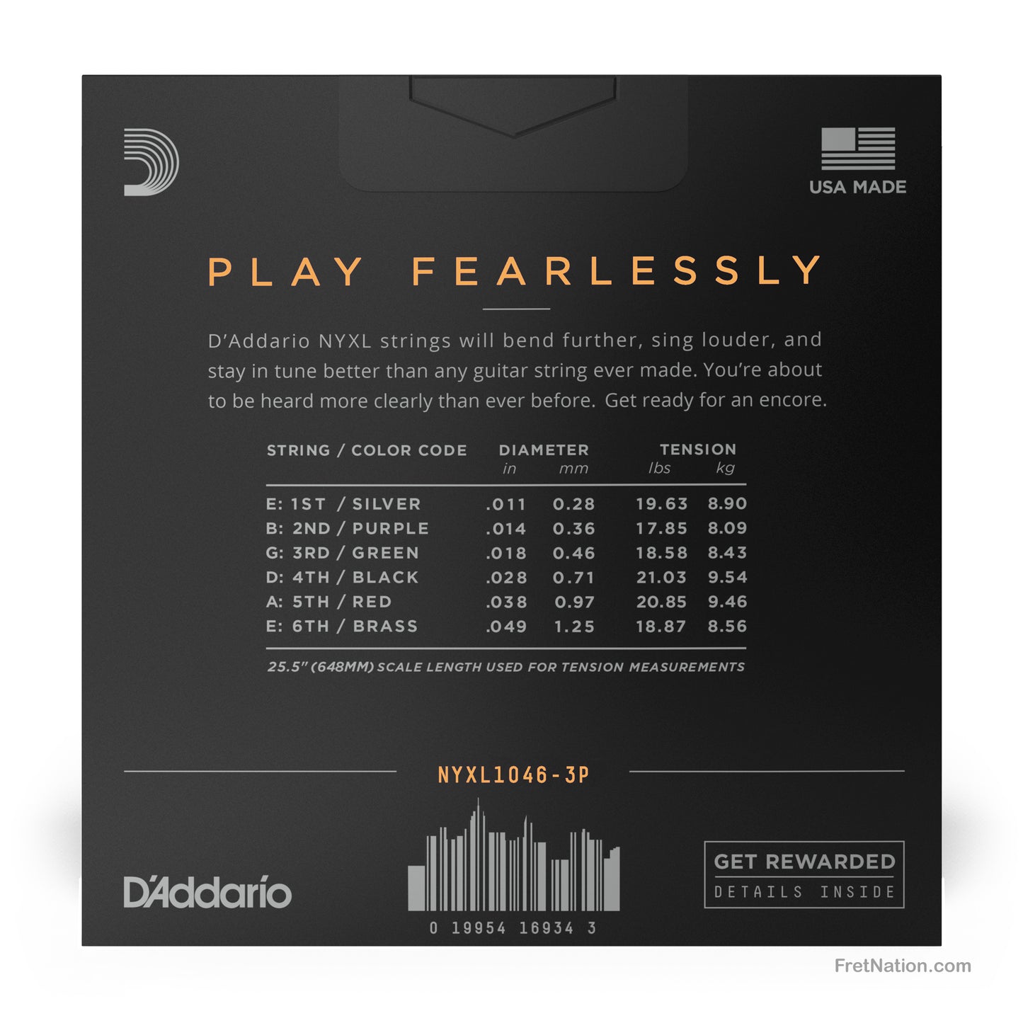 D'Addario D'Addario NYXL Electric Guitar String 3-Pack - 6-String 10-46 Light NYXL1046-3P