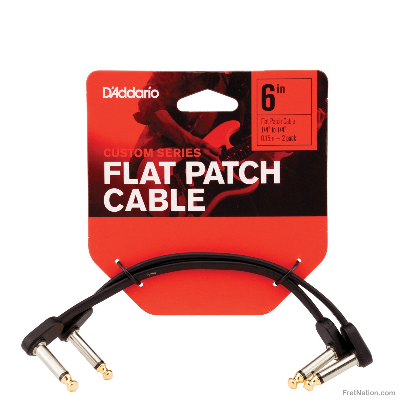 D'Addario D'Addario Custom Series Flat Instrument Patch Cable Twin Pack 06-Inch 1/4" - PW-FPRR-206