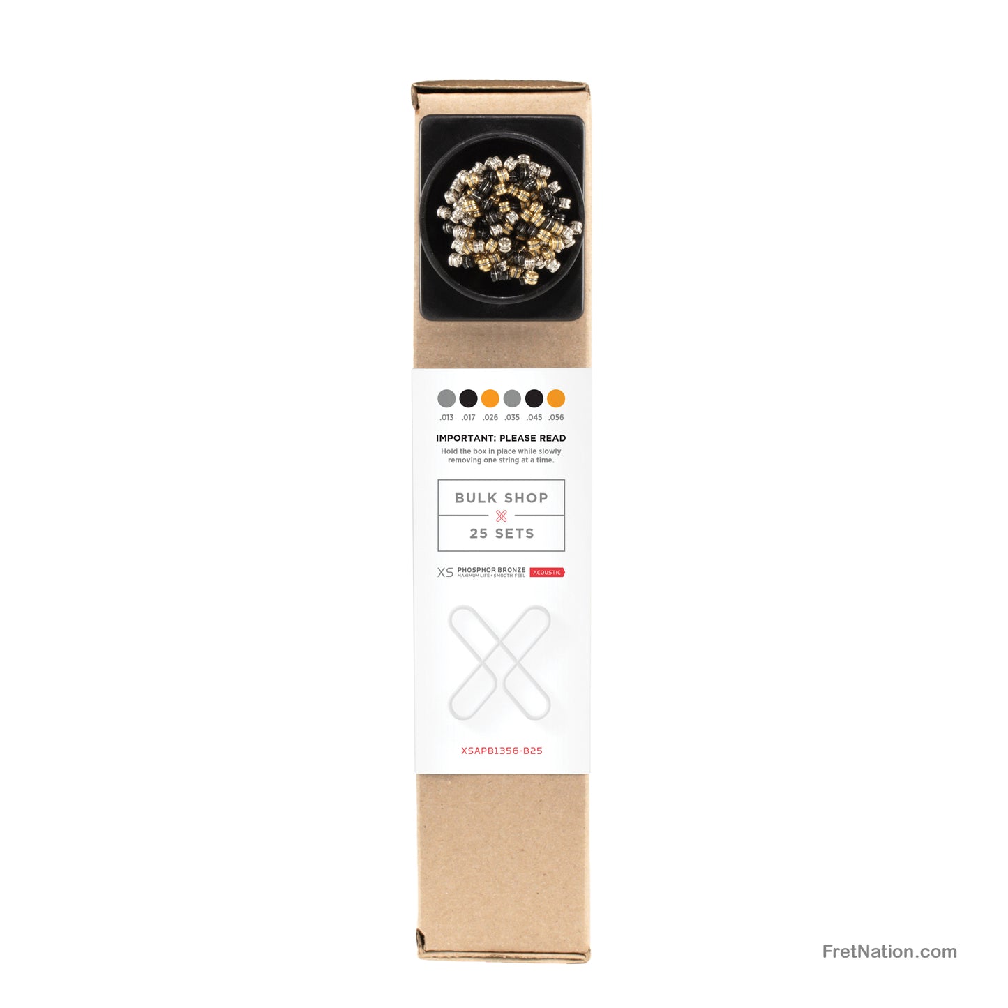 D'Addario D'Addario XS Coated Phosphor Bronze Acoustic Guitar Bulk 25-Pack - 6-String 13-56 Medium XSAPB1356-B25