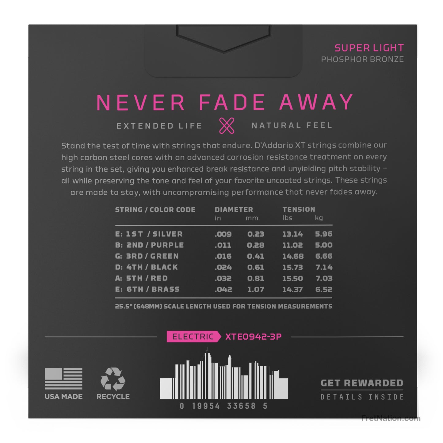 D'Addario D'Addario XT Coated Nickel Electric Guitar String 3-Pack - 6-String 09-42 Super Light XTE0942-3P