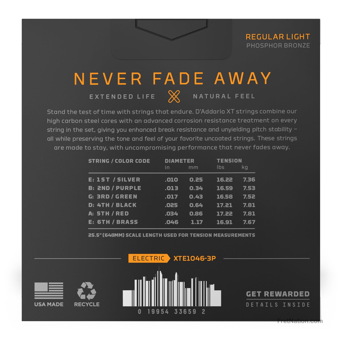 D'Addario D'Addario XT Coated Nickel Electric Guitar String 3-Pack - 6-String 10-46 Regular XTE1046-3P
