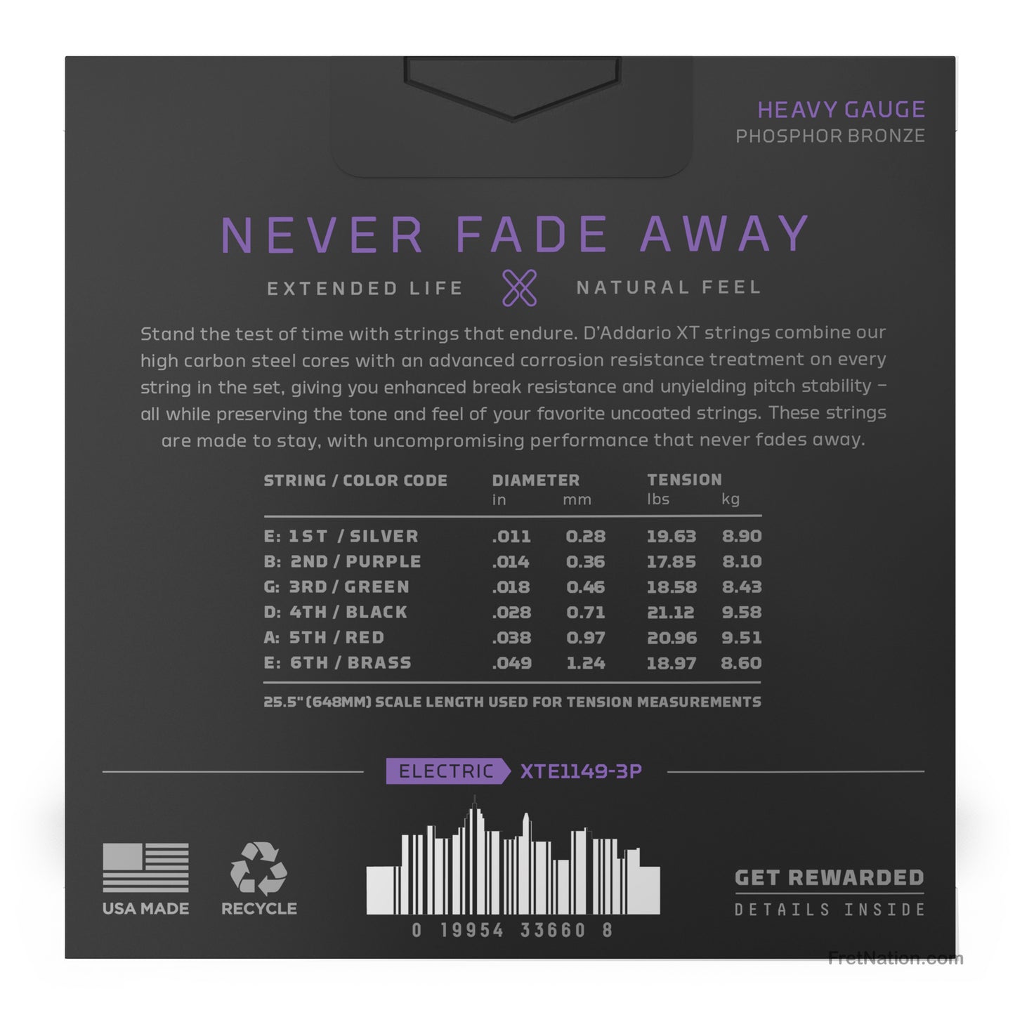 D'Addario D'Addario XT Coated Nickel Electric Guitar String 3-Pack - 6-String 11-49 Medium XTE1149-3P