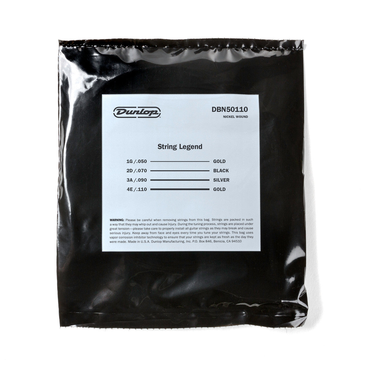 Jim Dunlop Dunlop Nickel Plated Steel Electric Bass Strings Long Scale Set - 4-String 50-110 DBN50110
