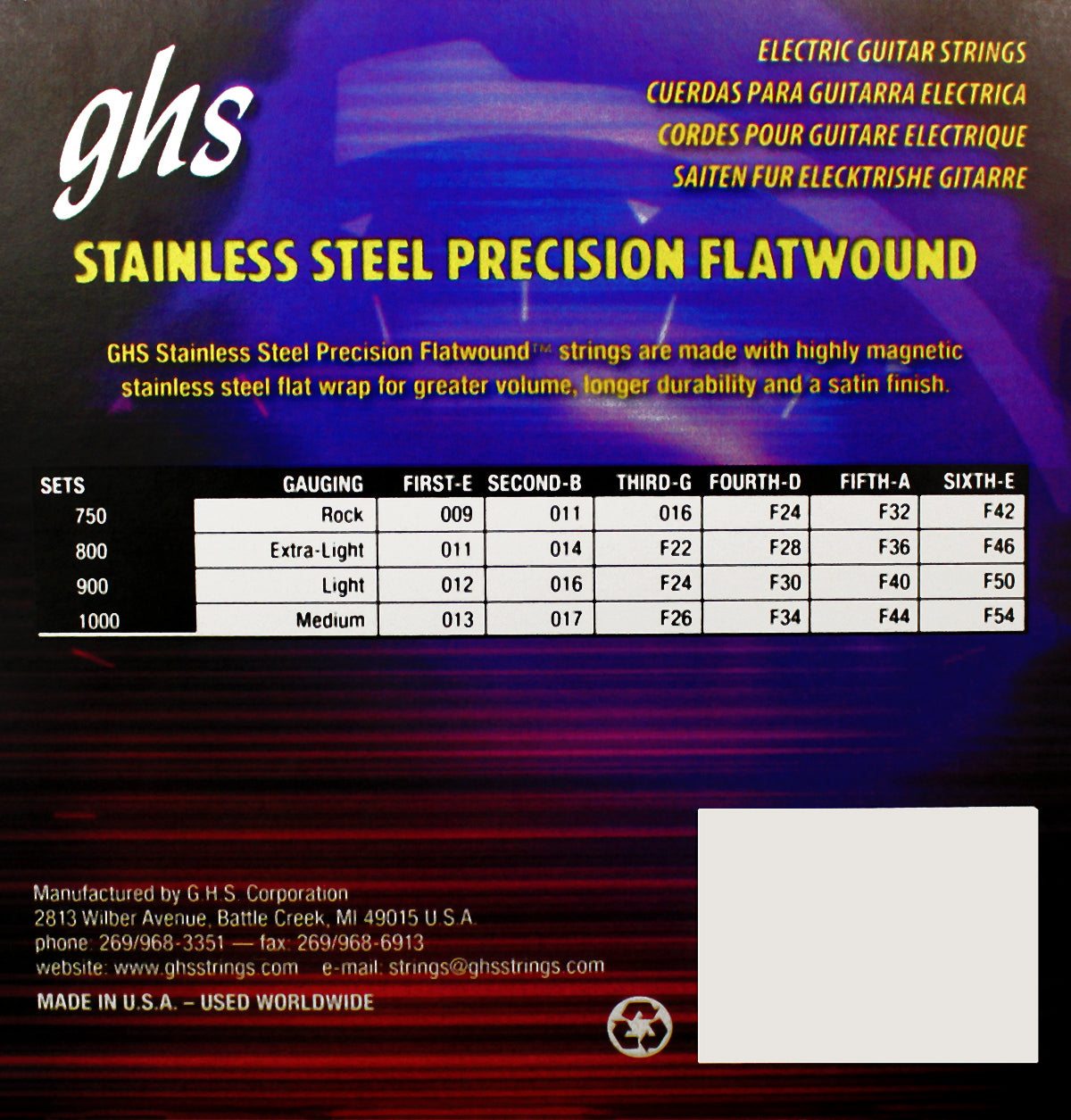 GHS Strings GHS Precision Flats Electric Guitar String Set - 12-50 Light 900