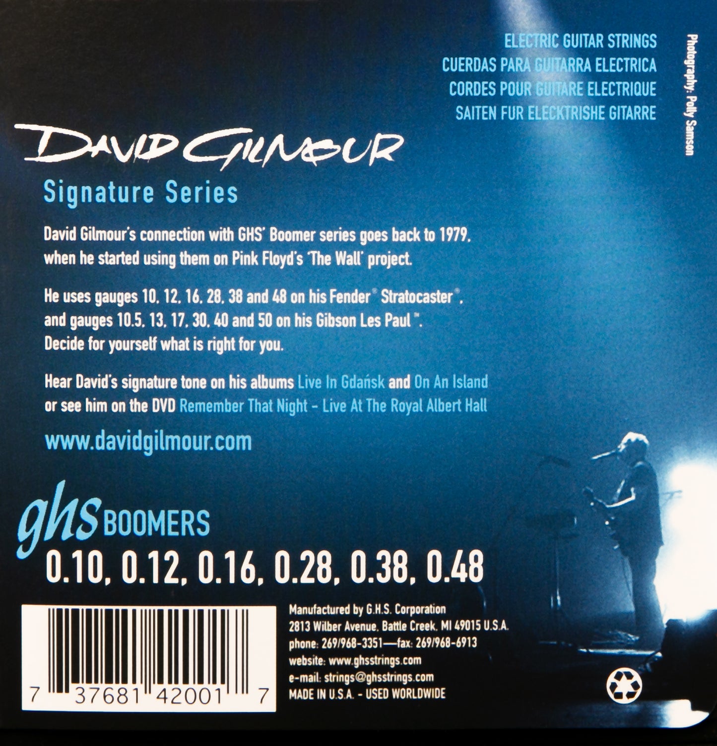 GHS Strings GHS Boomers David Gilmour Signature Electric Guitar String Set - 10-48 Blue GB-DGF