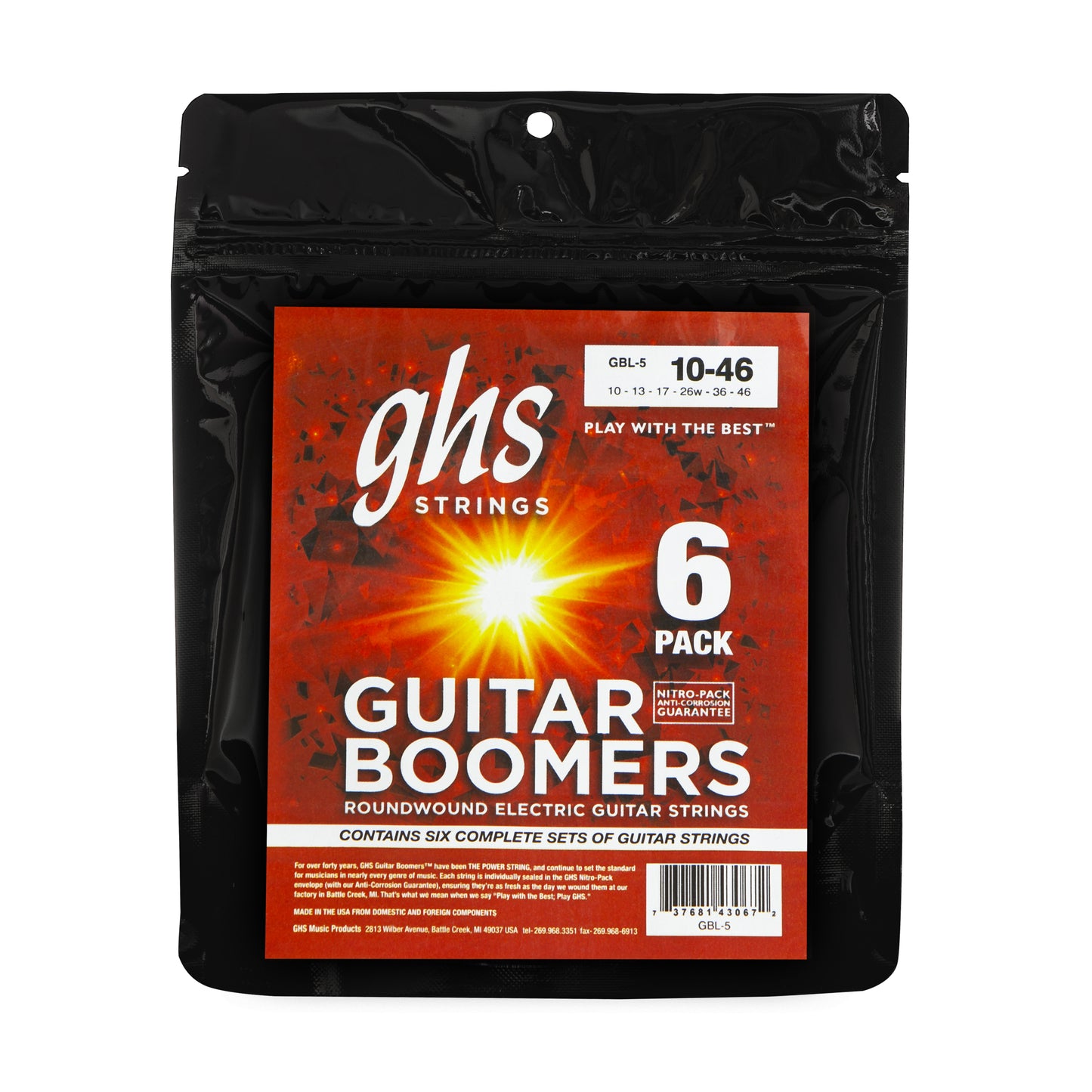 GHS Strings GHS Boomers Electric Guitar String Multi-Packs Set - 10-46 Light GBL-5