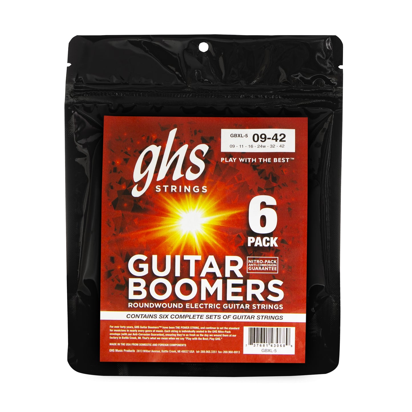 GHS Strings GHS Boomers Electric Guitar String Multi-Packs Set - 09-42 Extra Light GBXL-5
