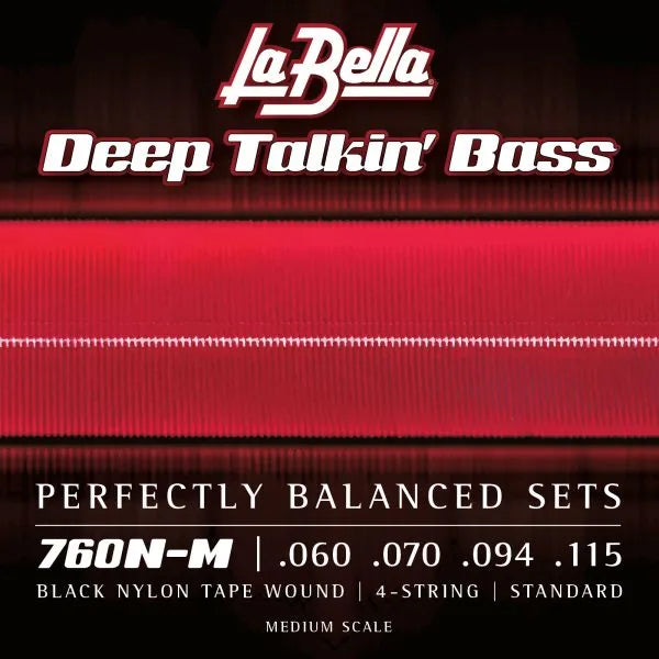 La Bella La Bella Deep Talkin' Black Nylon Tapewound Bass Strings Medium Scale - 4-String 60-115 760N-M