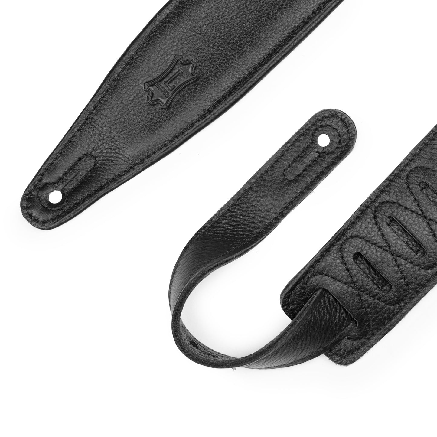 Levy's Leathers Levy's Black Padded Garment Leather w/ Moon Phases 2.5" Guitar Strap - MG317MP-BLK-BRG