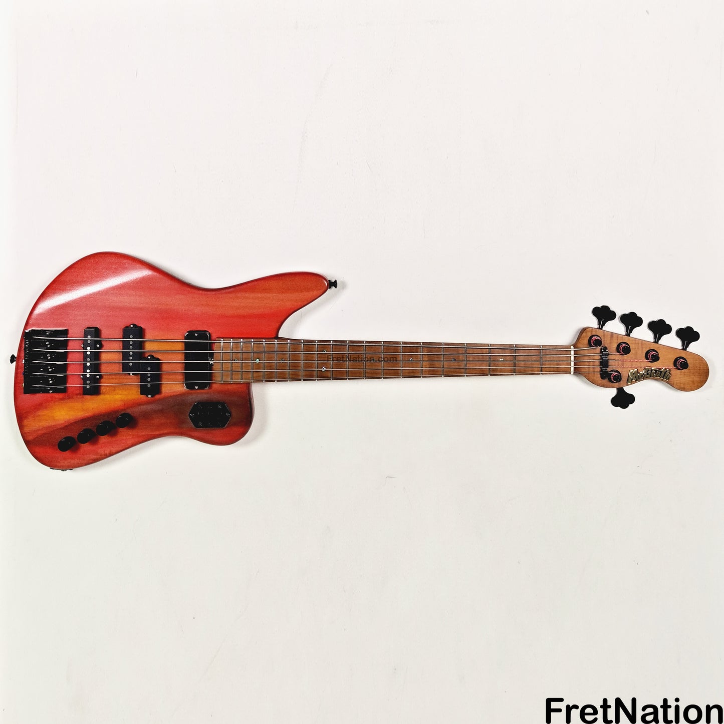 McGrath Guitars McGrath Rebel 5-String Bass 32" Scale - Red Flame 9.46lbs NAMM 2026