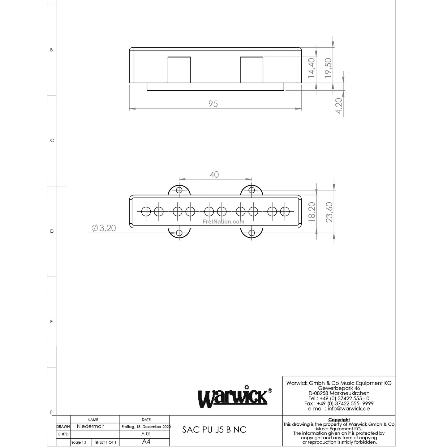 Sadowsky Sadowsky 5-String J Pickup Bridge - Alnico V/III Split Coil J - SAC PU J5 B NC