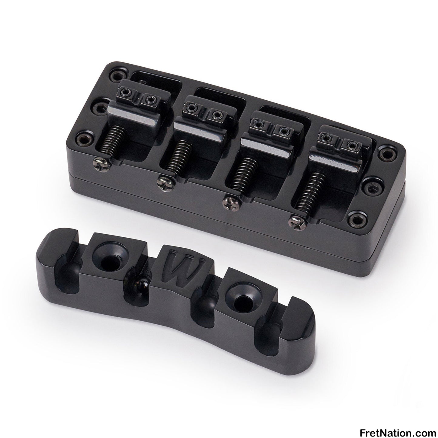 Warwick Warwick Parts - 2-Piece 3D Bridge & Tailpiece, 4-String, Brass - Black - SP W 30115 4BB